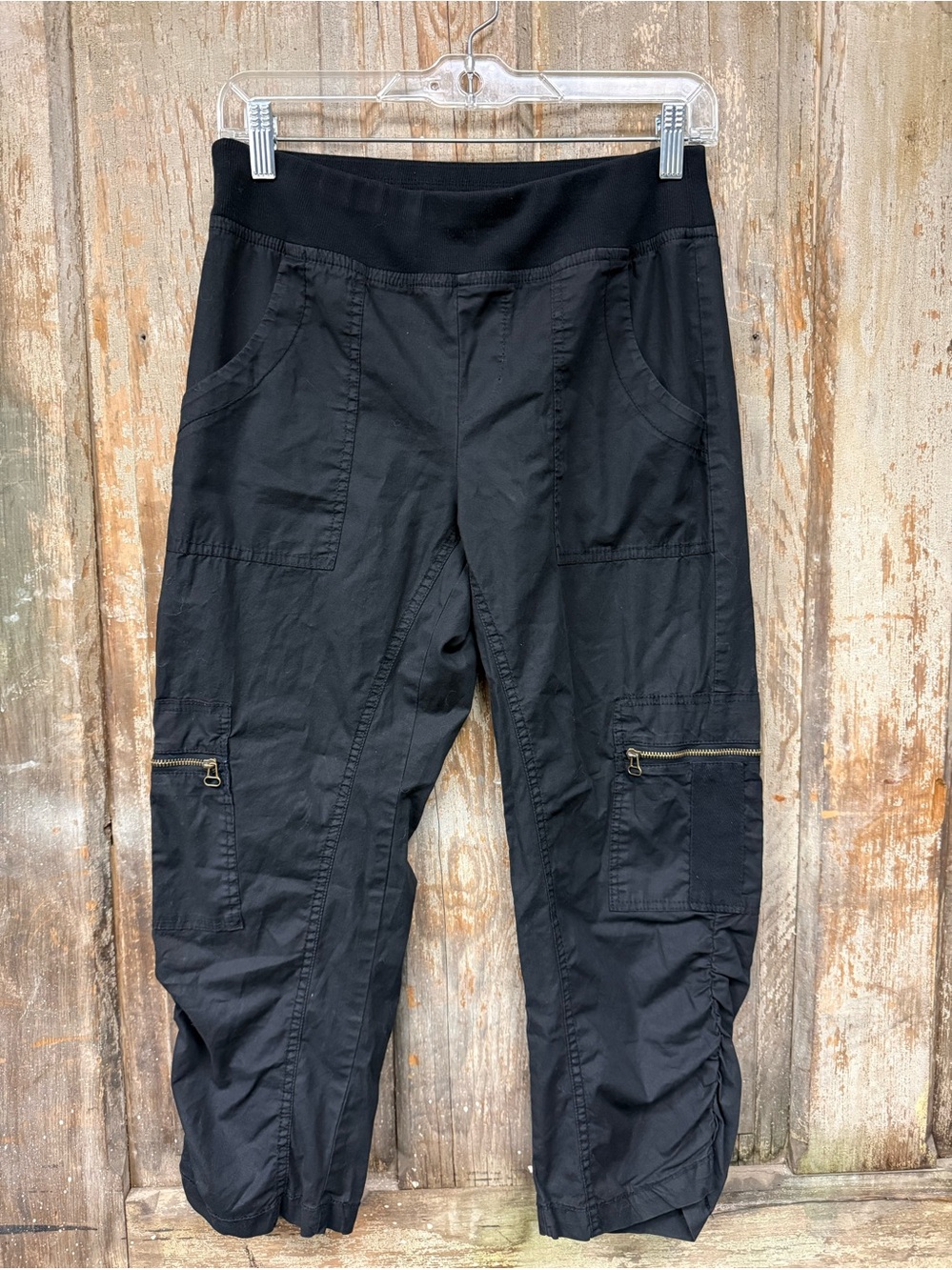 Wearables Womens Capri Pants Black Cotton Blend Pull On Size Small